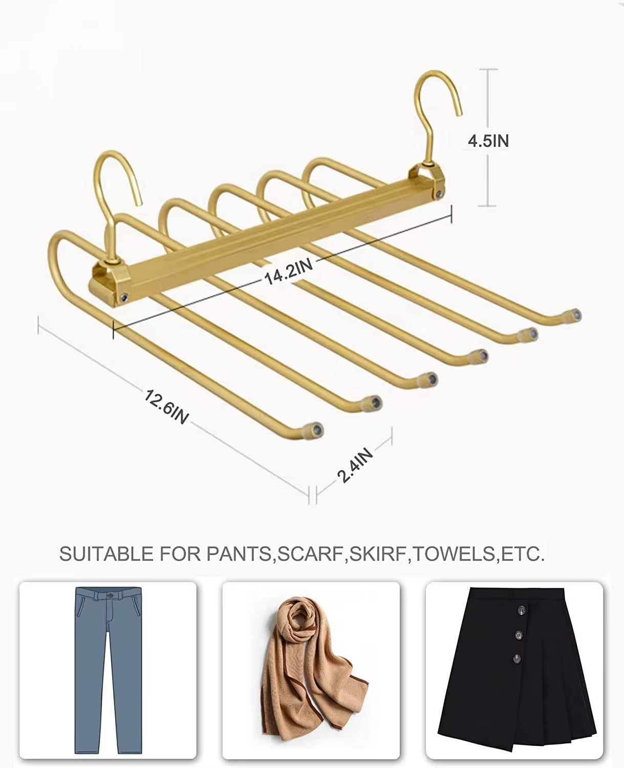 6 Layers Aluminum Pants Hangers,Space Saving Jeans Scarf Organizer,Multi-Functional Closet Heavy Rack for Slacks Skirt Trousers